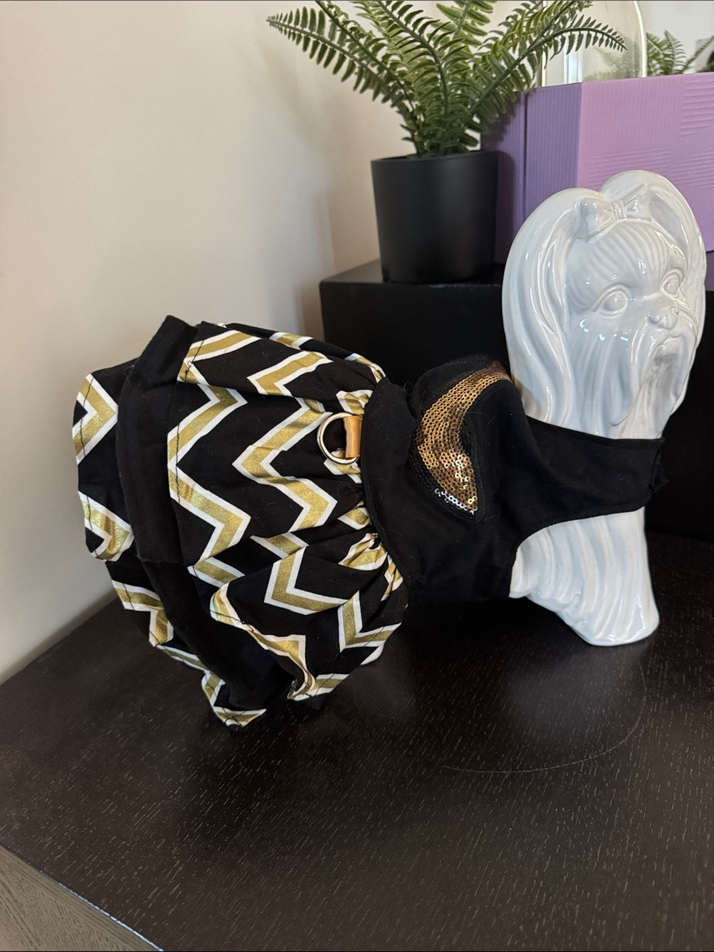 Black and Gold Chevron Dog Dress by